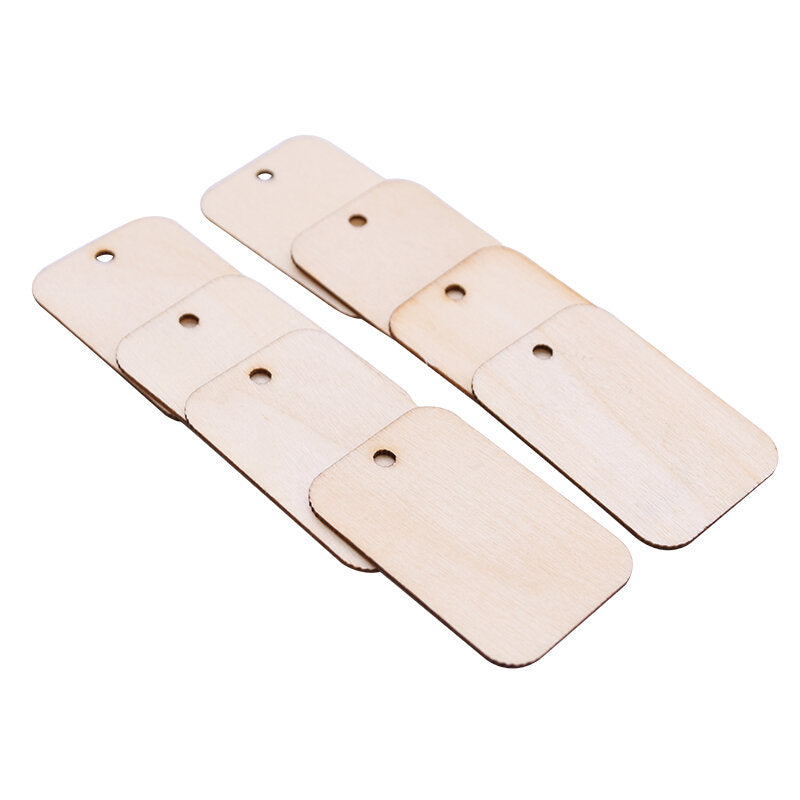 twotrees 50 stuks nature wood slice gift tags blanco rechthoekig houten hangend label met henneptouwen voor doe-het-zelfdecoratie voor lasergravure