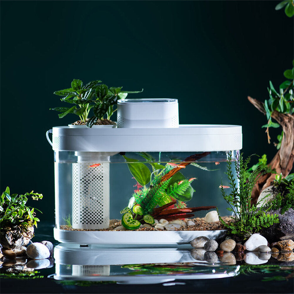 beschrijvende geometrie desgeo c180 9l aquarium pro smart feeder 7 kleuren led-licht zelfreinigend hoogrenderende filtratie mini-aquarium met mijia app-bediening dierbenodigdheden