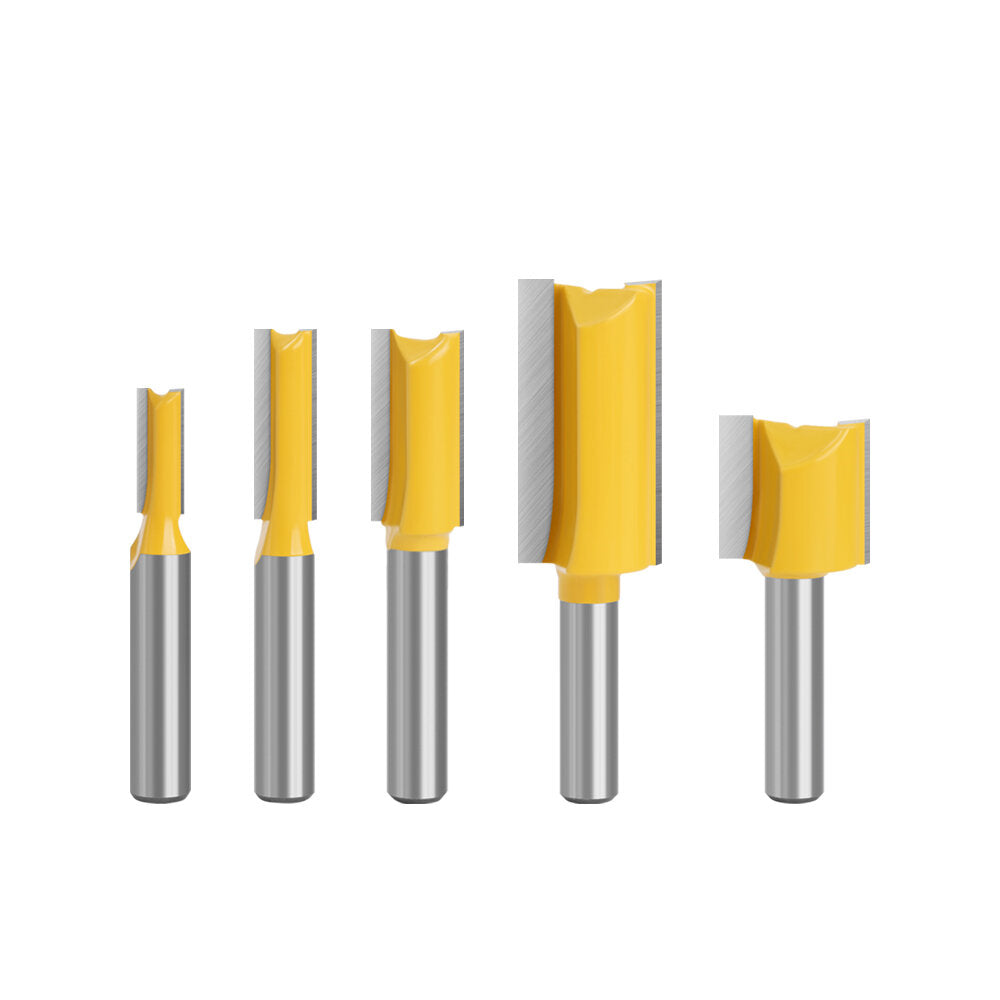 lavie 5 stuks set 8mm schacht rechte bit tungsten carbide dubbele fluit frezen frees voor hout houtwerk tool c08002t5a