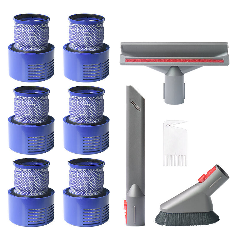 10 stuks vervangingen voor dyson v7 v8 v10 stofzuiger onderdelen accessoires filters * 6 opzetborstels * 3 cleaning tool * 1 [niet-origineel]