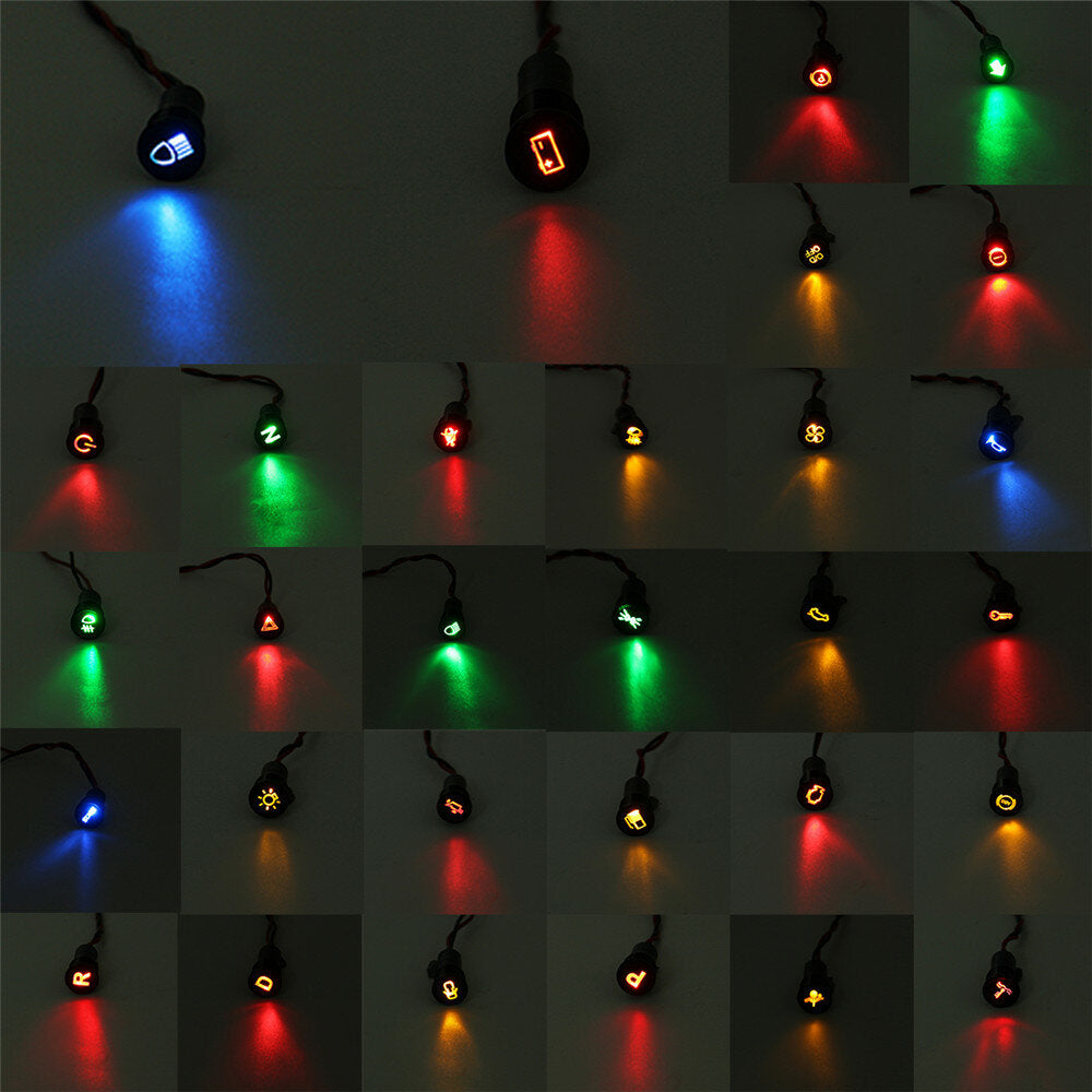 universele 12 v 24 v 36 v 12 mm waterdichte led dash panel waarschuwingslampje metaalen indicator lamp
