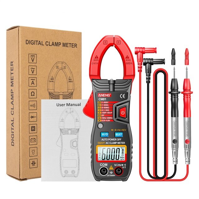 aneng cm81 6000 telt auto range ncv digitale stroomtang dc/ac spanning stroom weerstand frequentie capaciteit tester