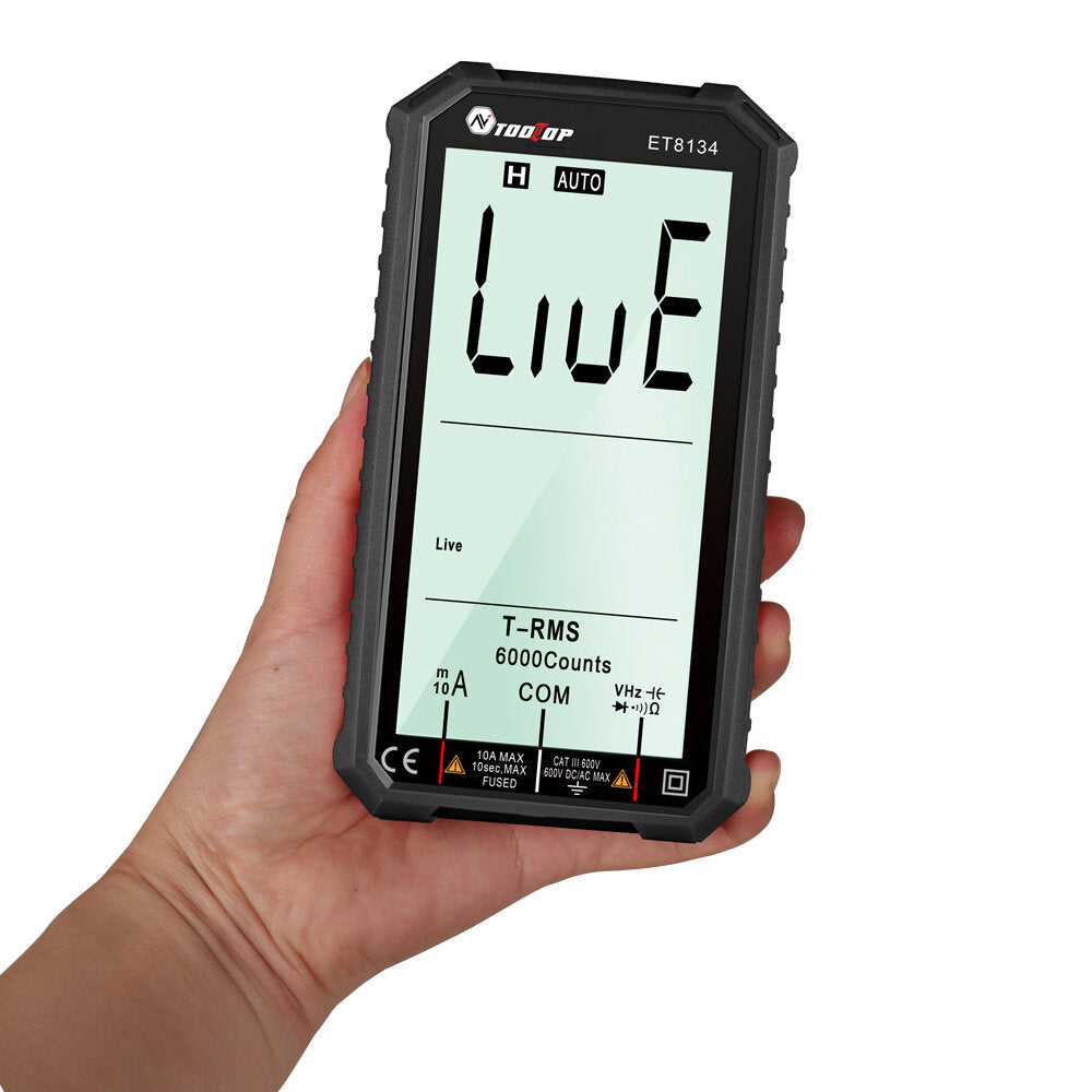 tooltop et8134 4.7-inch groot lcd-scherm smart true rms digitale multimeter automatisch + handmatig meten weerstand diode capaciteit temperatuur frequentietest