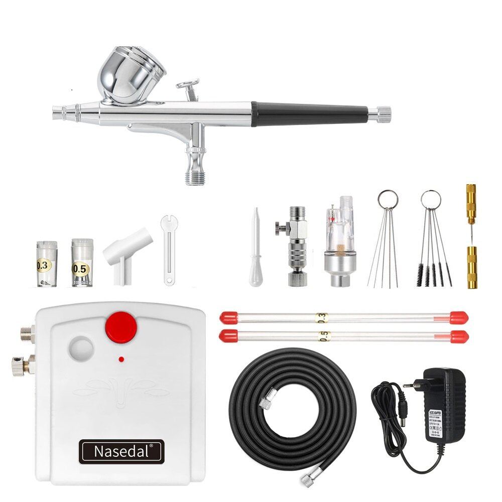 agile tc-100 mini luchtpomp airbrush set met compressor 0.3mm sproeier airbrush kit voor nagel airbrush voor model / cake / auto schilderen