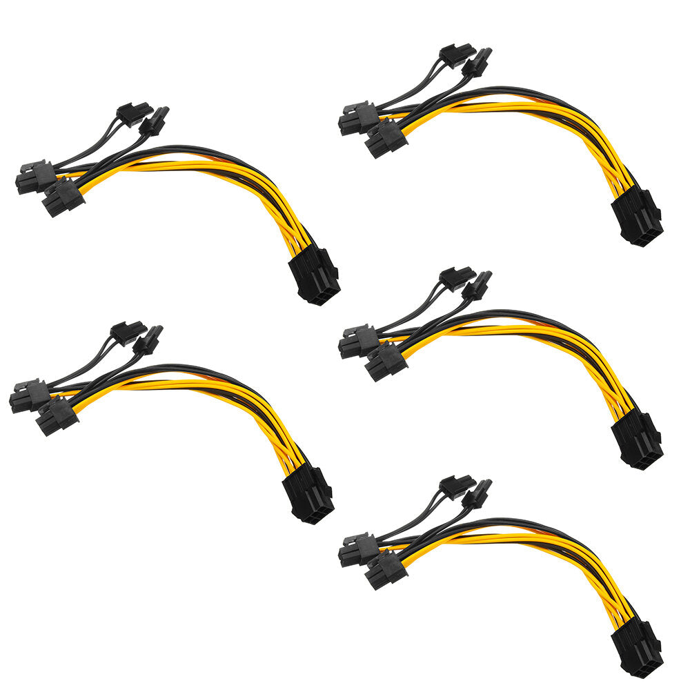 5 stuks pci-e 6-pins naar 2x 6+2-pins voedingssplitterkabel pcie pci express