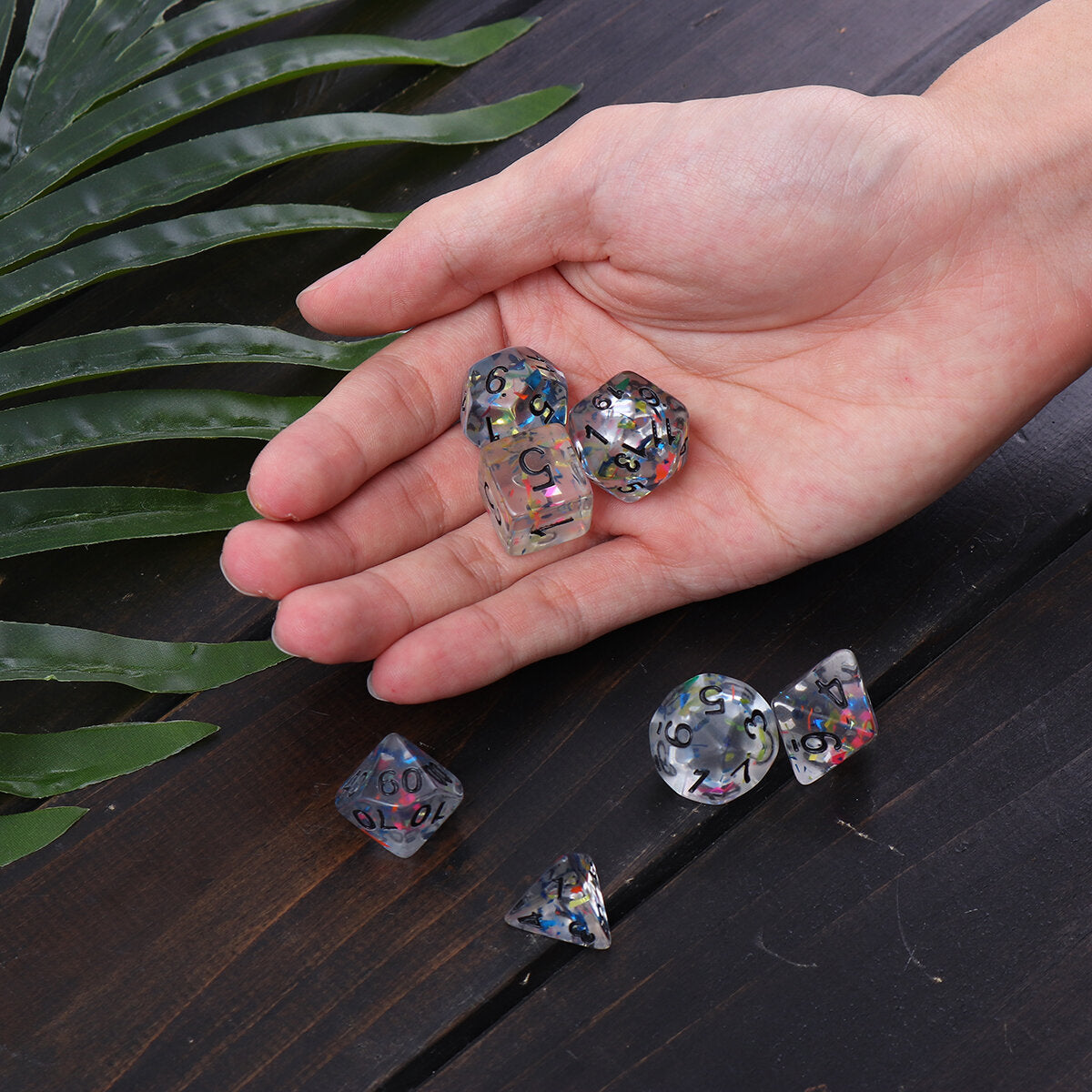 7-delige galaxy polyhedral dice resin mirror dices set rollenspel board party table game gift