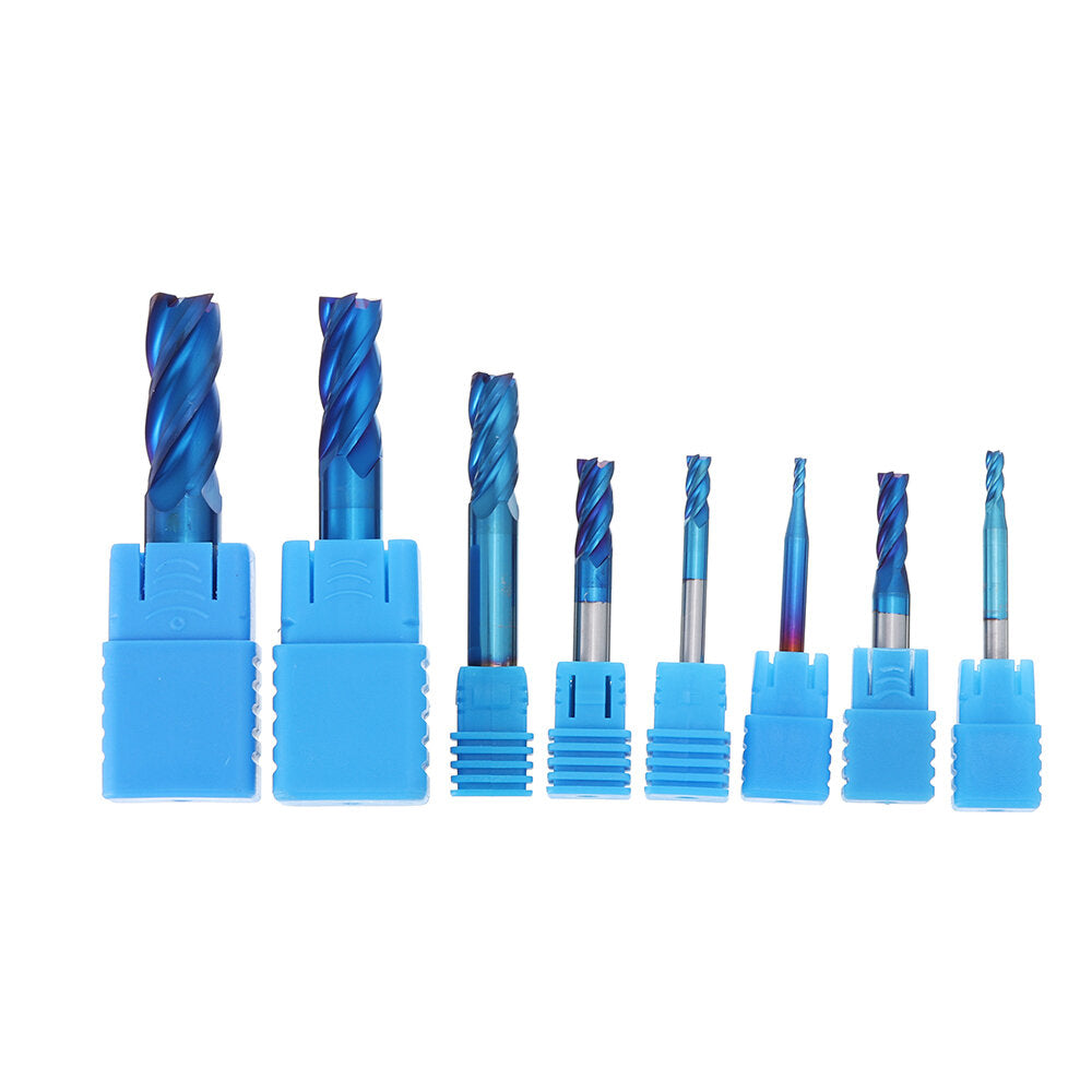 8-delige blauwe naco 2-12 mm 4-fluiten carbide-frezenset hrc50 wolfraamstaal freesgereedschap
