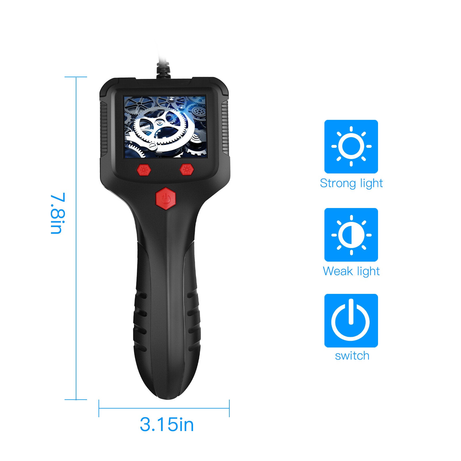 professionele industriële hd 1080p borescope met 2.4 inch lcd-scherm 50 meter pijp riool inspectie ip68 waterdichte led 2600mah