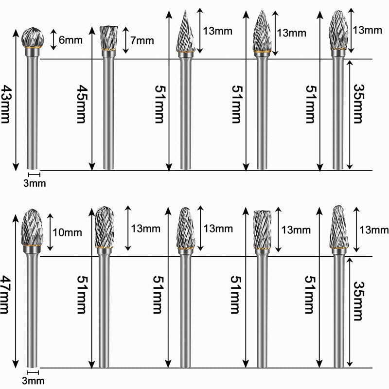 hardmetalen freesset compatibel met dremel 1/8 schacht 20 stuks stiftslijper rotary tool rasp houtsnijwerk bits accessoires