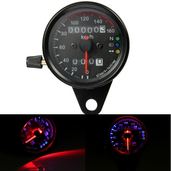 universele motorfiets dual led backlight signaal kilometerteller kilometerstand snelheidsmeter gauge