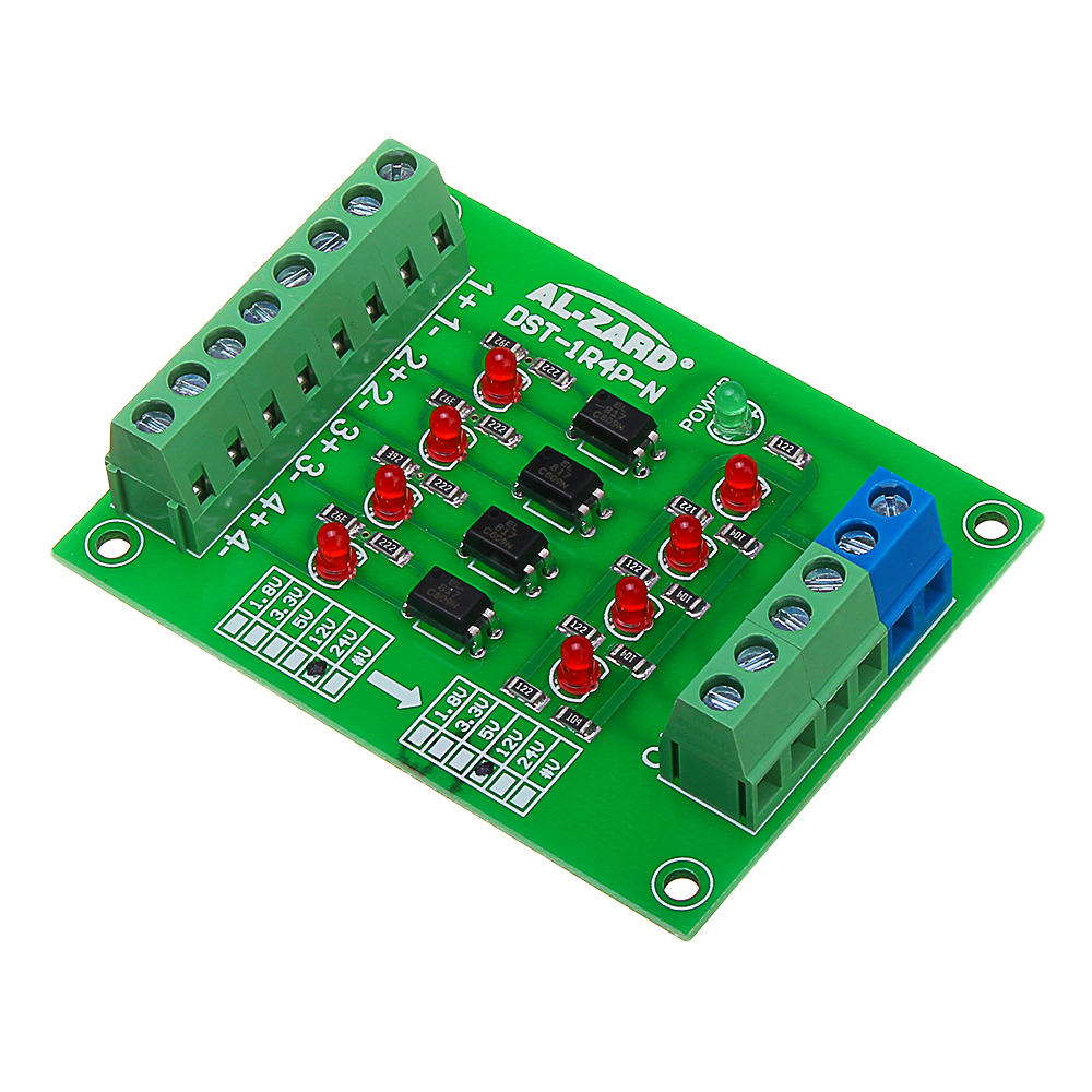 24v naar 12v 4 kanaals optocoupler isolatieprint geïsoleerd module plc signaal niveau spanning converter bord 4 bit