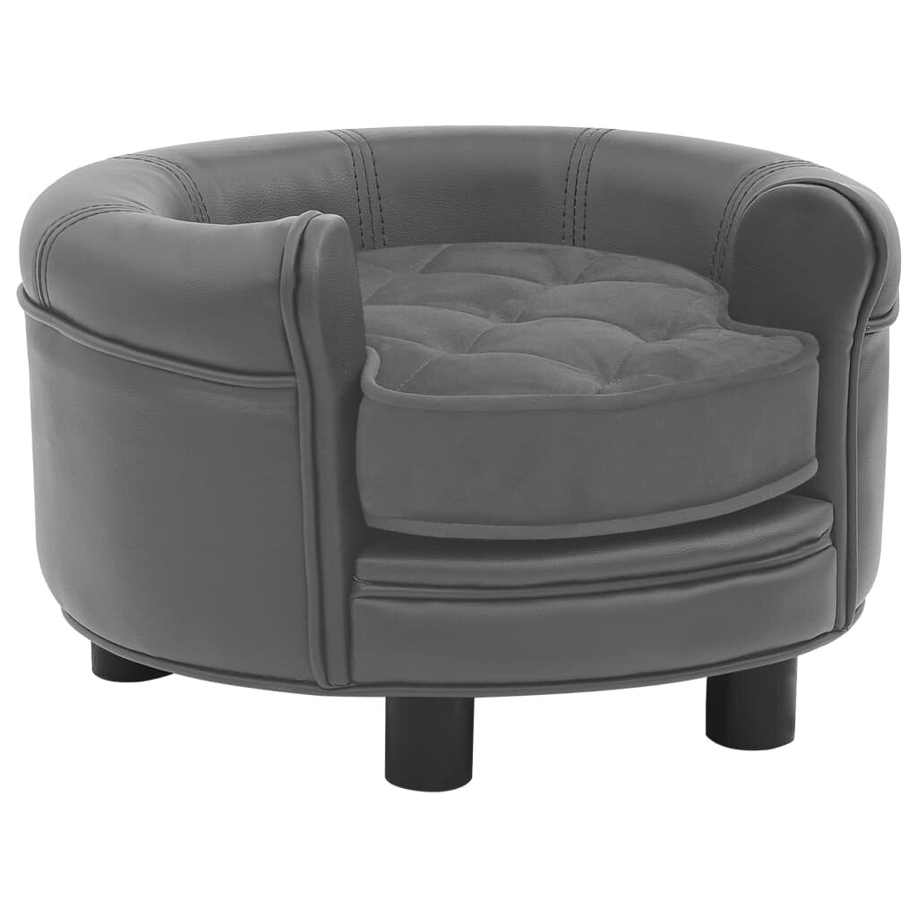 hondensofa grijs 18.9 x18.9 x12.6 pluche en kunstleer