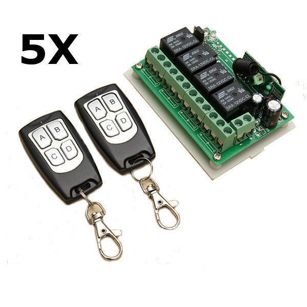 5 stuks geekcreit 12v 4ch kanaal 433mhz draadloze afstandsbediening met 2 transmitter