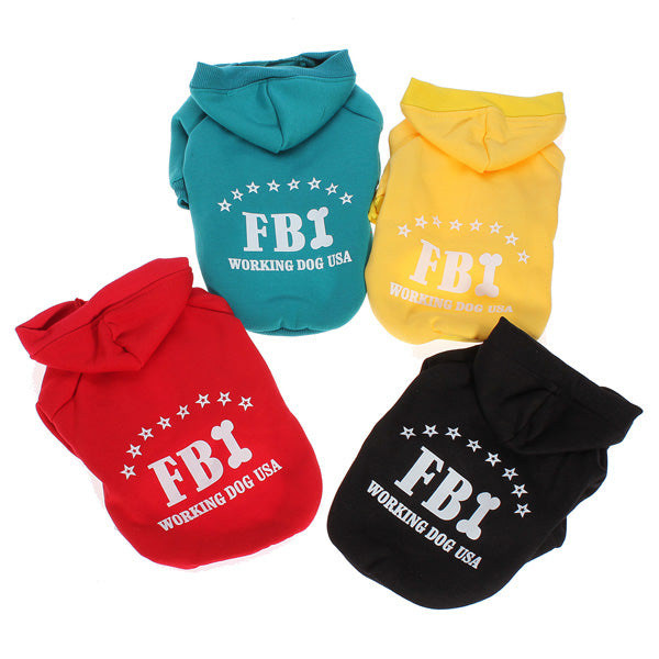 fbi pet honden kat katoen hoodie trui jas met hoed