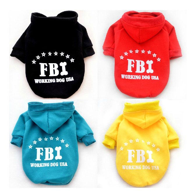 fbi pet honden kat katoen hoodie trui jas met hoed