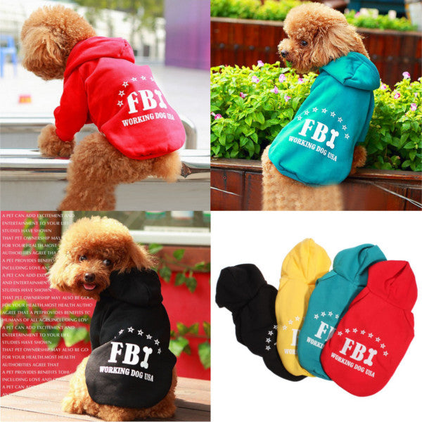 fbi pet honden kat katoen hoodie trui jas met hoed