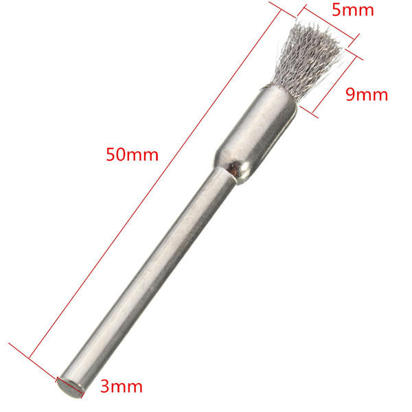 3 mm x 5 mm elektrische draadborstel roestvrijstalen kopverwijdering stofbraam ontroestende borstel