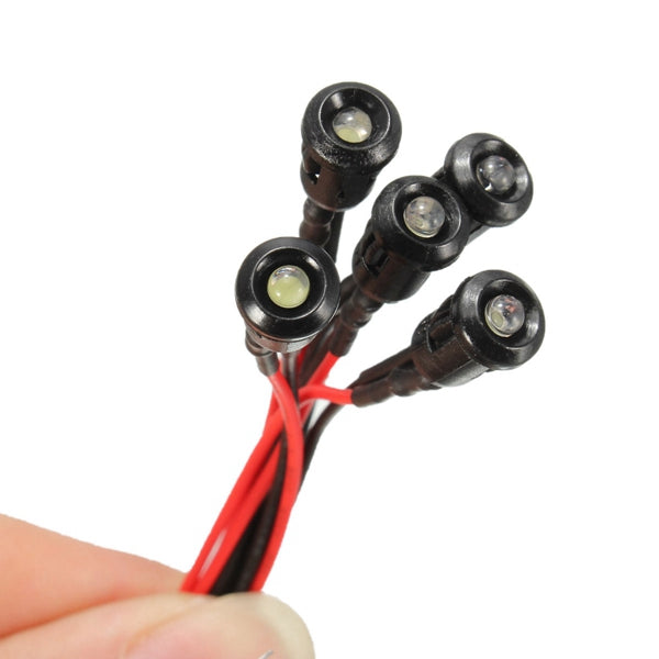 5pcs dc 12v 3mm lichtlamp pre wired 200mm met plastic bezelhouders