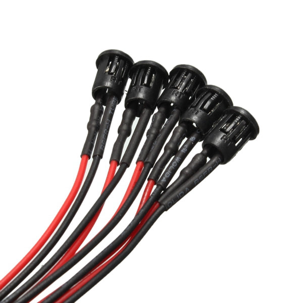 5pcs dc 12v 3mm lichtlamp pre wired 200mm met plastic bezelhouders