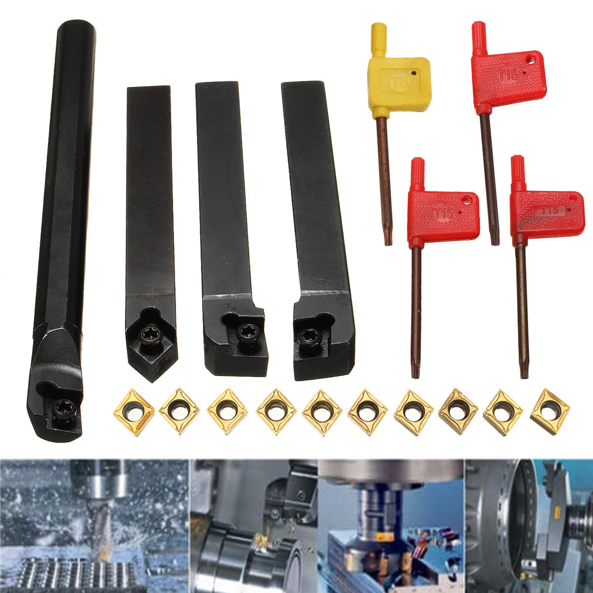 4 stuks sclcr / l scmcn 12mm draaibank boring bar draaigereedschap houder met 10 stuks ccmt09t304 carbide inserts