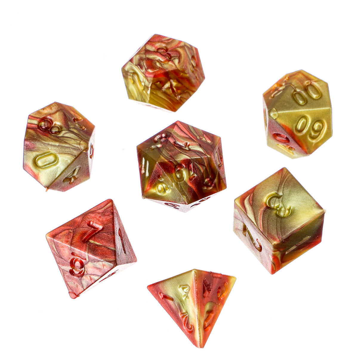 polyhedral dobbelstenen voor dungeons dragons games d20 d12 d10 d8 d6 d4 + pouch