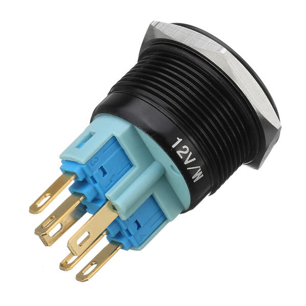 12v 6 pin 22mm led light metal drukknop momentschakelaar