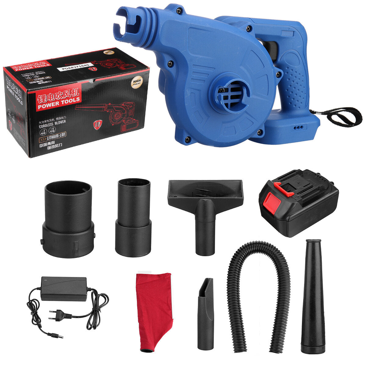 2-in-1 elektrische luchtblazer kit cleaner draadloze ventilator stof blazen computer stofafscheider aangepast aan makiita batterij