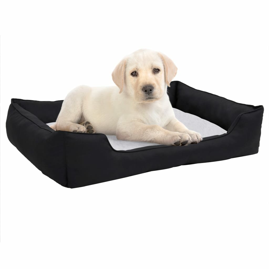 hondenbedlinnen look 85.5x70x23 cm fleece zwart wit