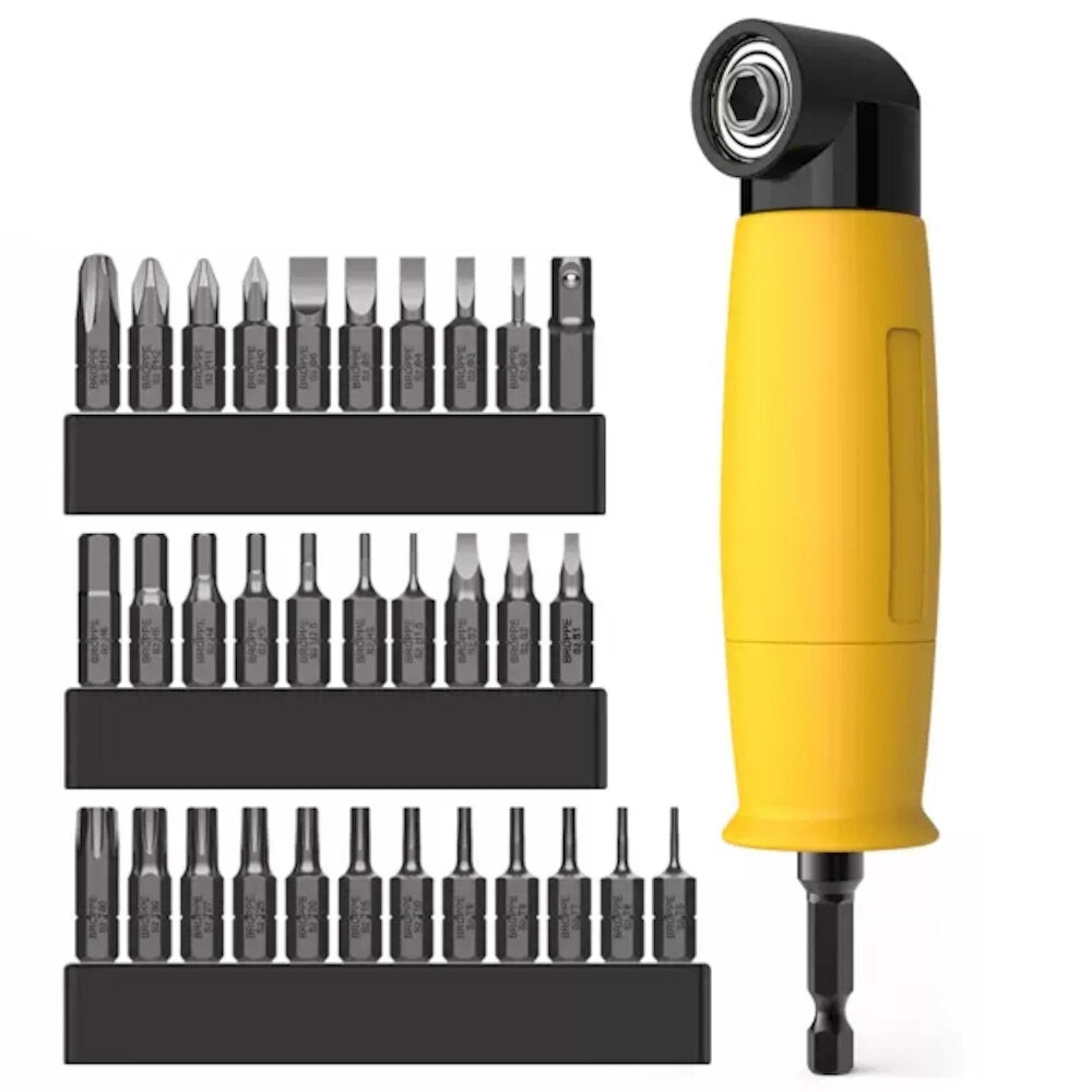 1/4 inch 6.35 mm interface 90 graden elektrische hoekschroevendraaierbit met 10 stuks / 32 stuks 25 mm bits