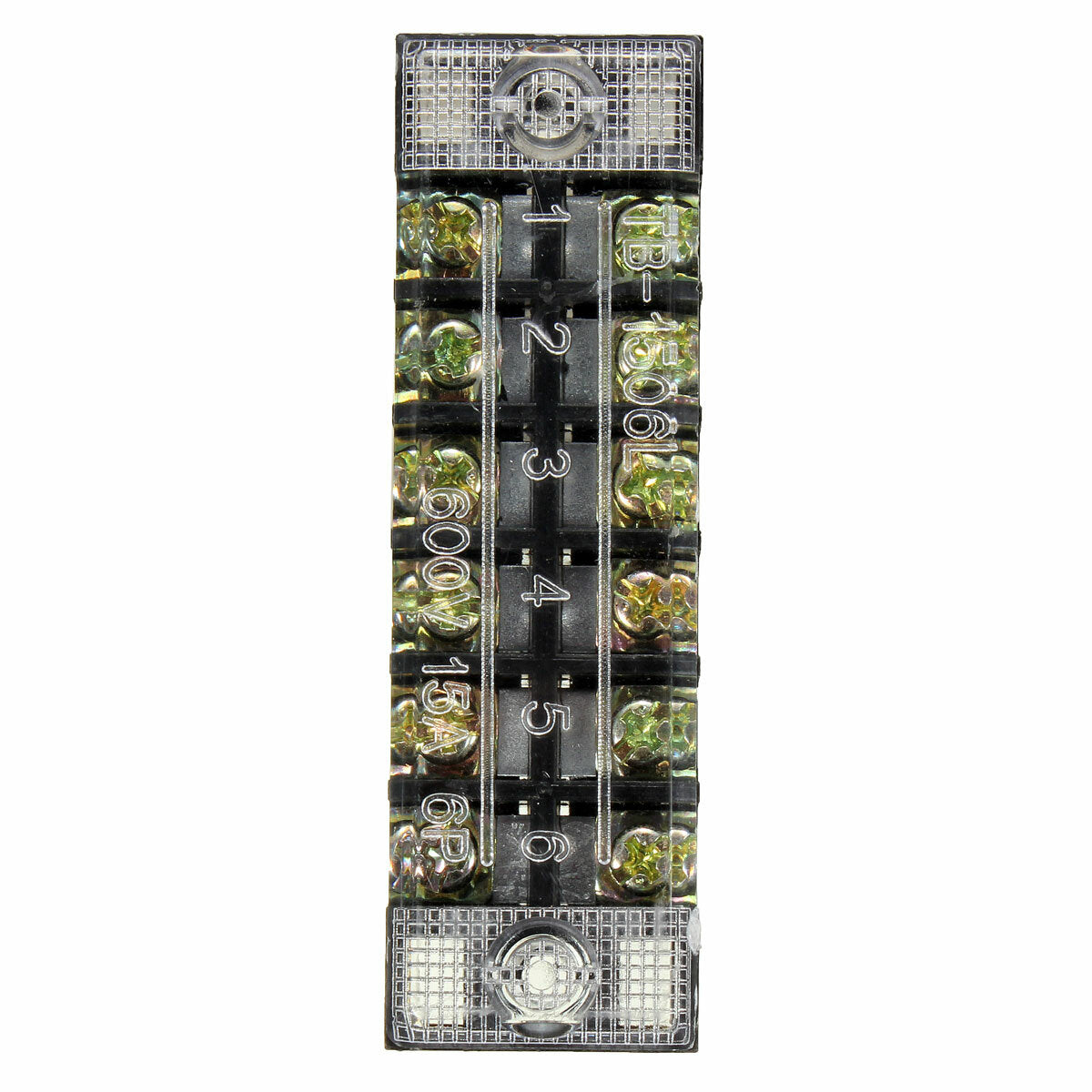 600v 15a 6 positie dubbele rijwiel barrière blok schroef terminal strip panel