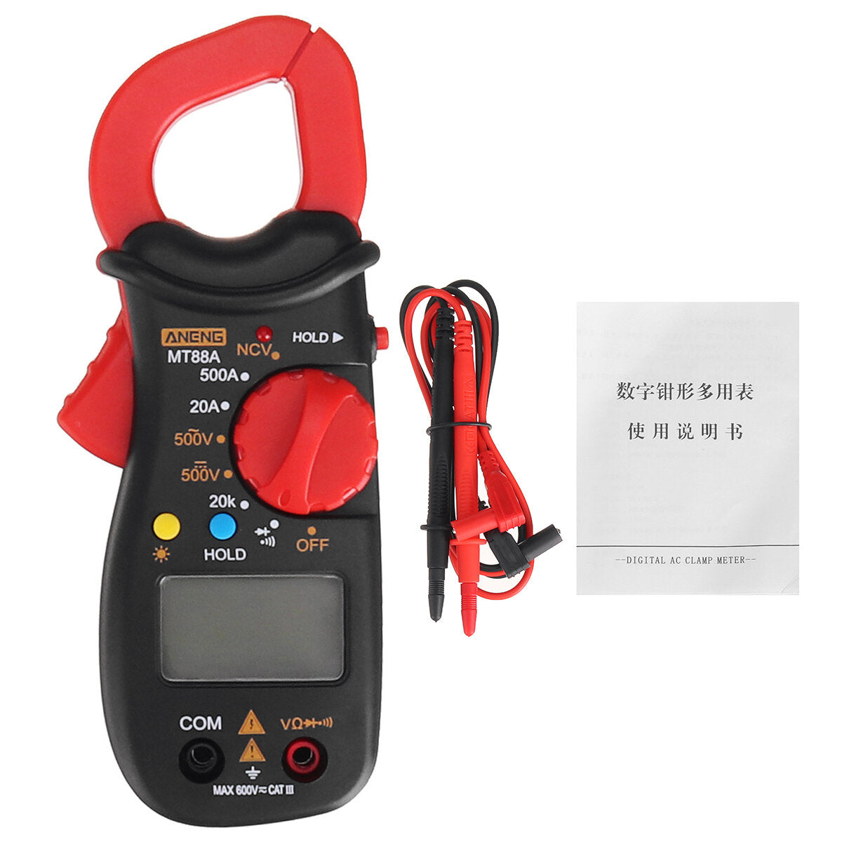 aneng mt88a digitale stroomtang multimeter dc / ac spanning ac huidige tester frequentie capaciteit ncv tester meetinstrument
