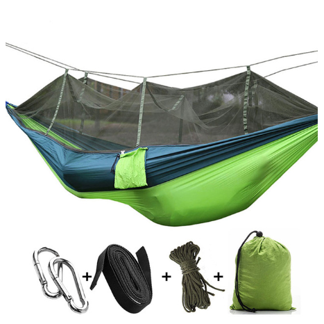 Hochwertige Nylon Camping Hängematte für Draußen mit Moskitonetz, Leichte Tragba