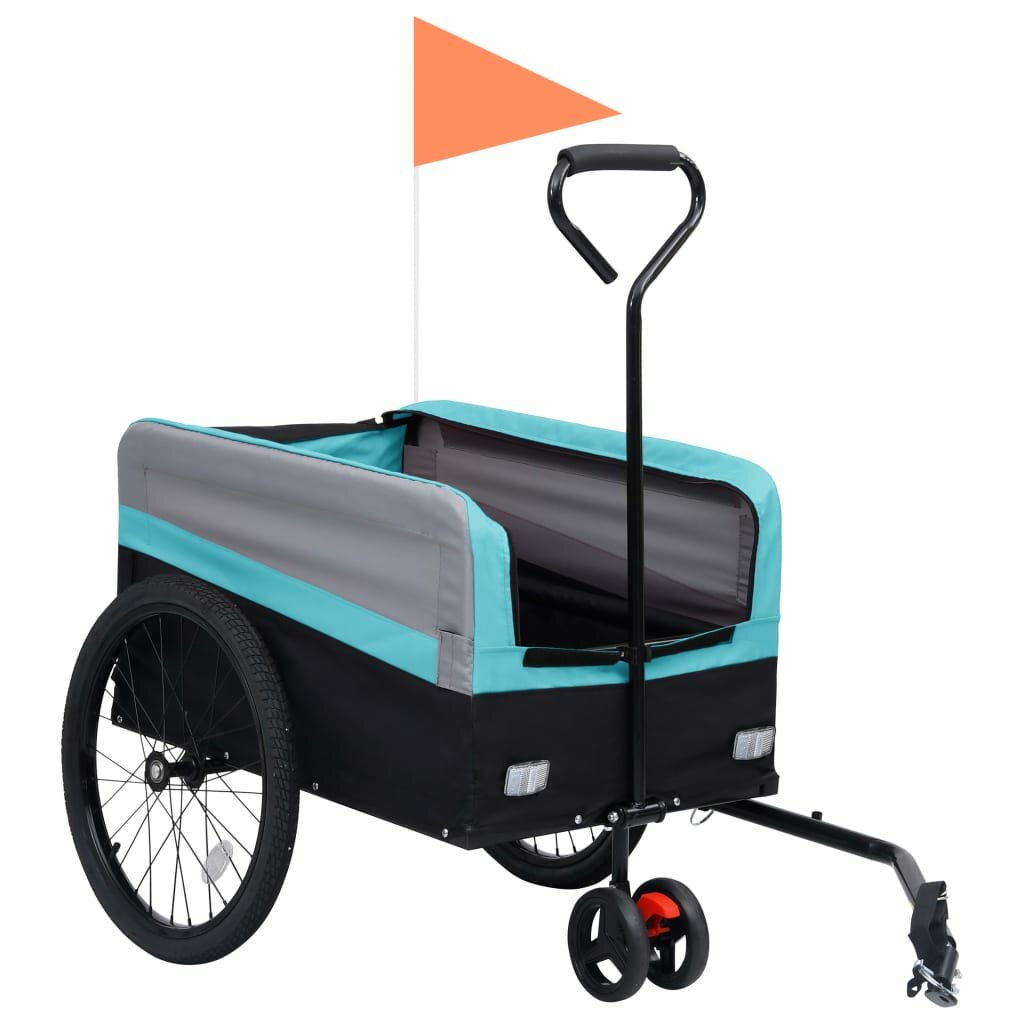 fietskar 2-in-1 aanhanger trolley xxl blauw grijs en zwart