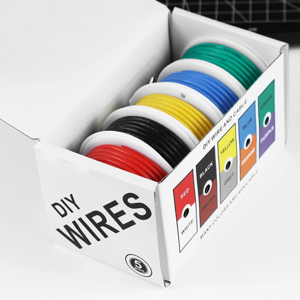 30awg flexible silicone wire and cable 5 colors in a box mixed wire tinned dhz high quality pure copper line
