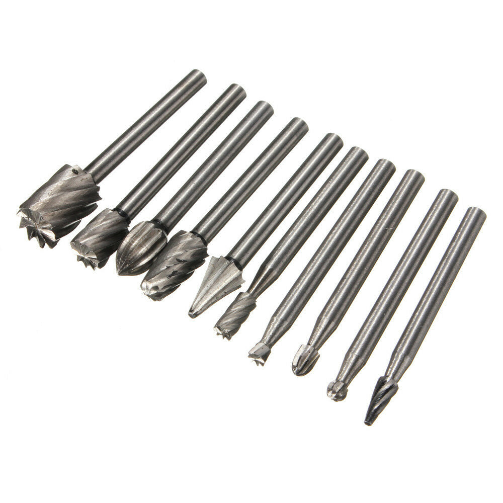 10 stuks 1/8 inch schacht frezen roterende bestand bramen bit set houtsnijwerk raspen frezen slijpkop