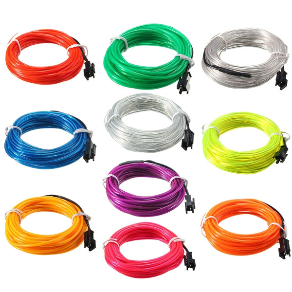 5m el led flexibel soft buisdraad neon glow car strip strip light xmas decor dc 12v
