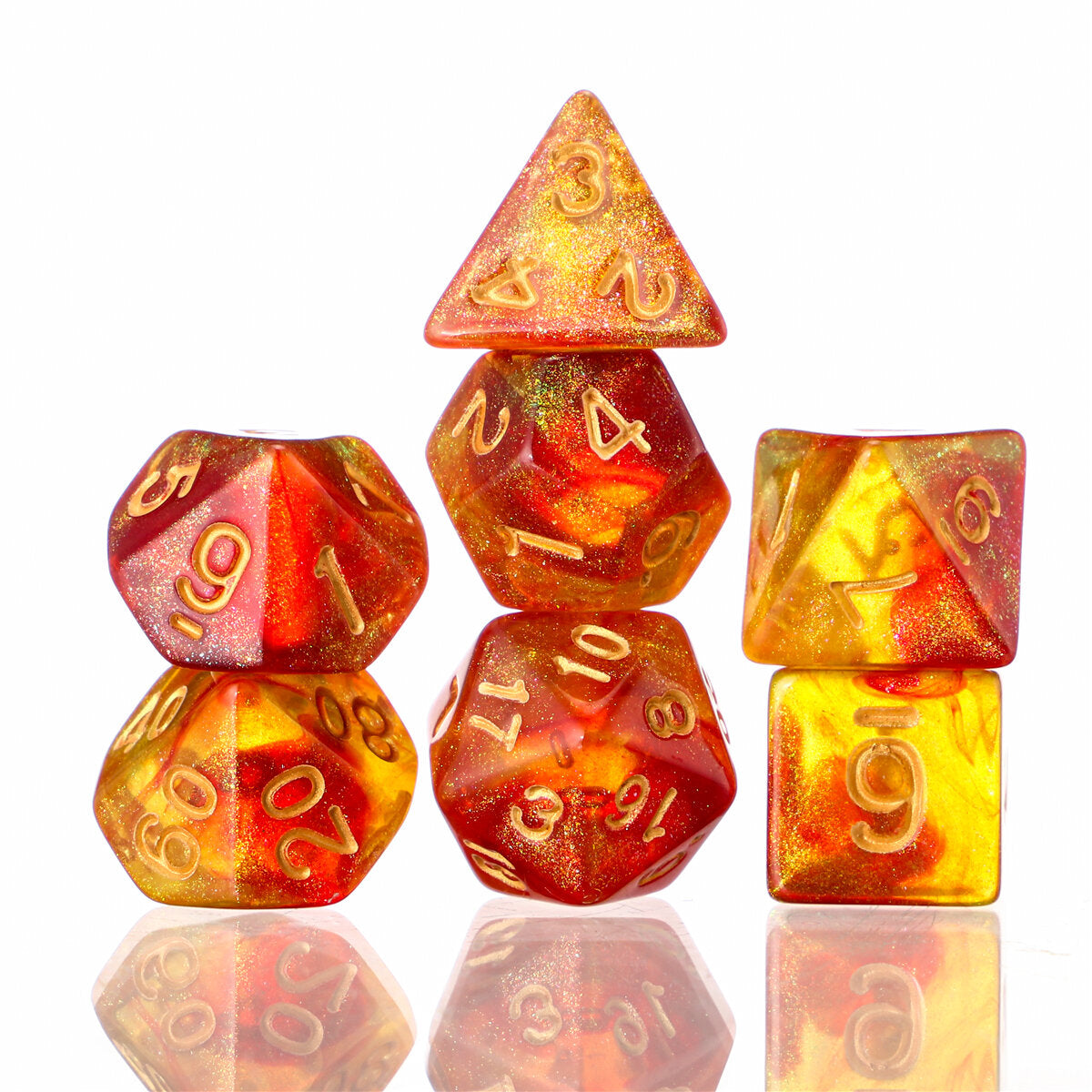 polyhedral dobbelstenen voor dungeons dragons games d20 d12 d10 d8 d6 d4 + pouch