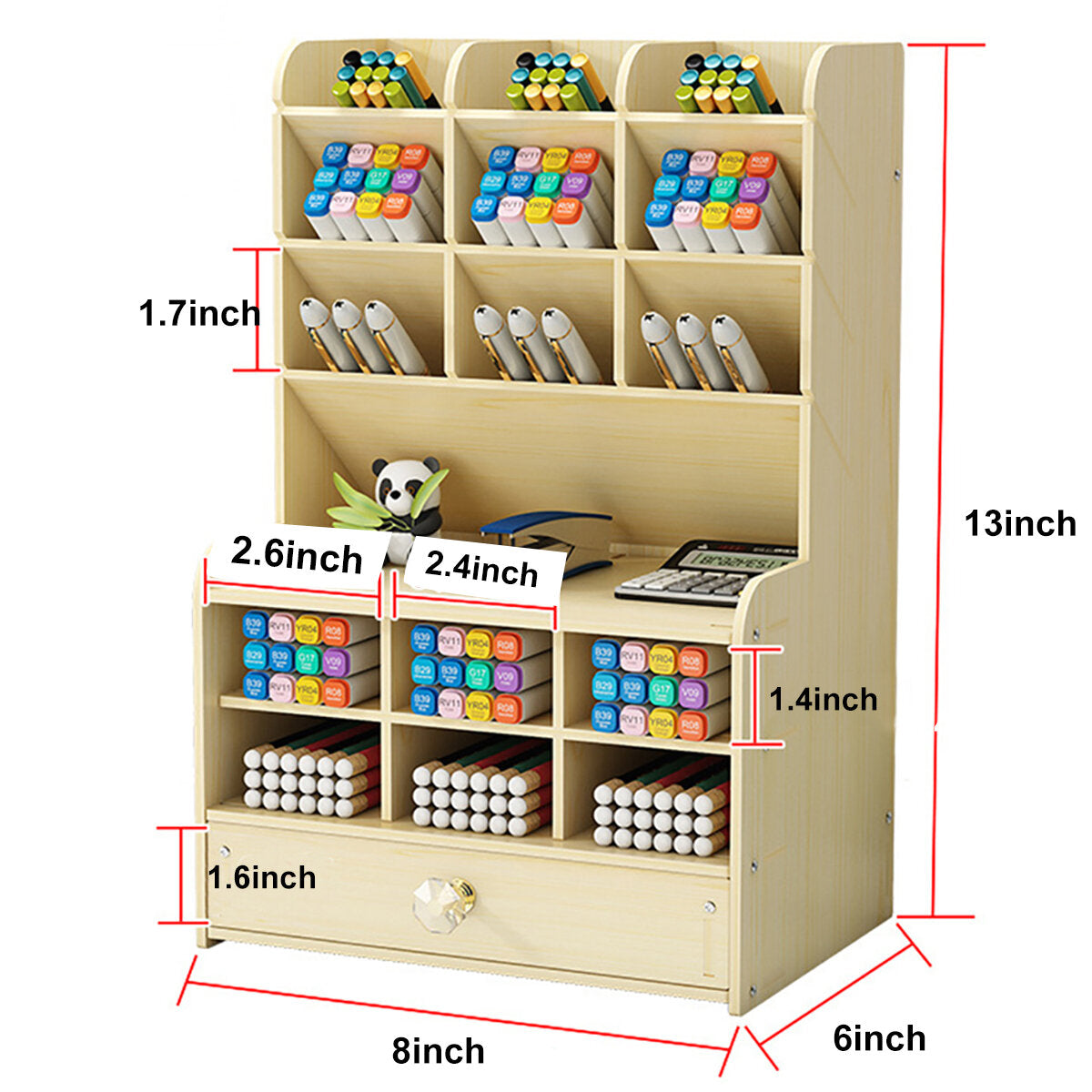 pennenhouder houten potloodopslaghouder studie home office case rack lade
