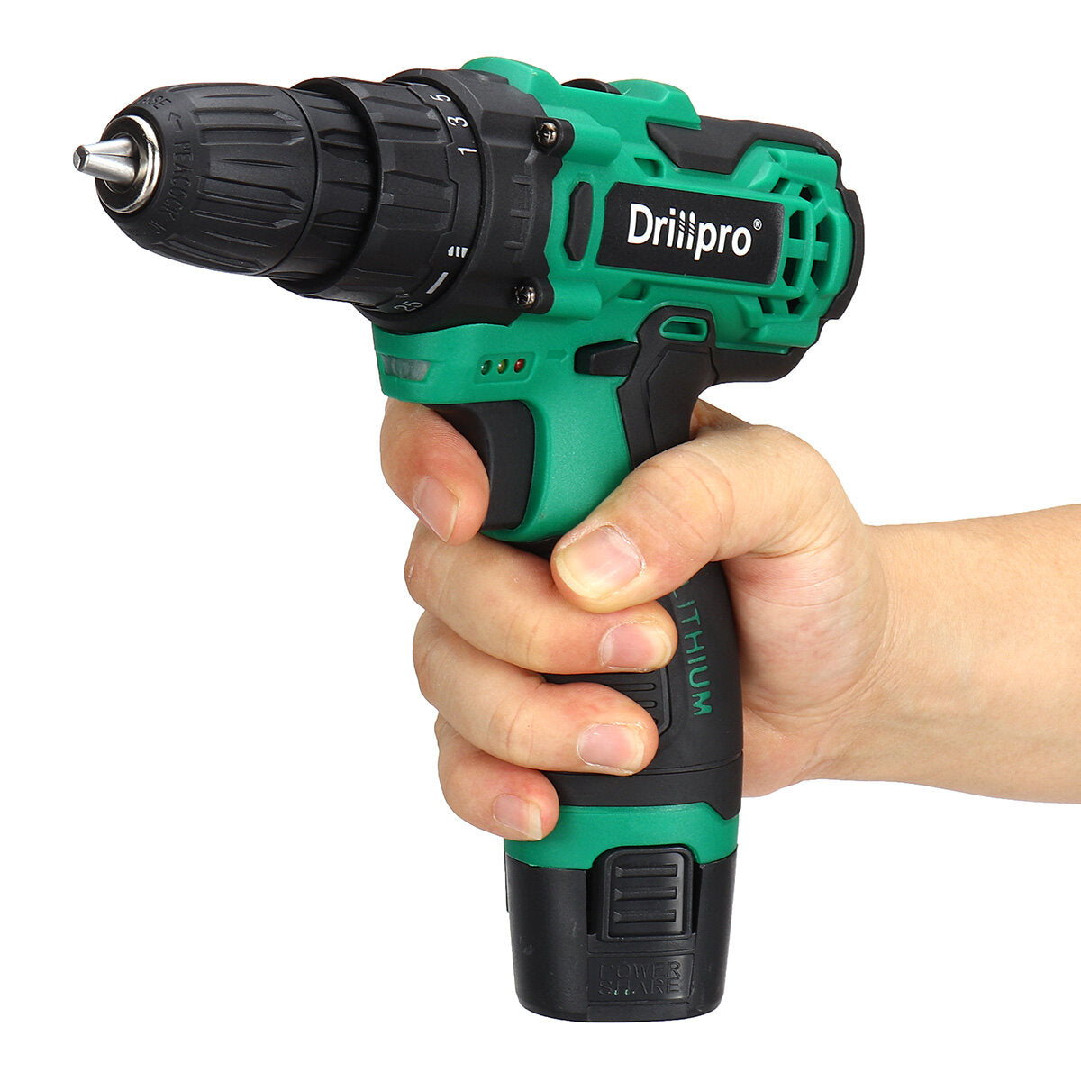 12v max 55n.m power boor draadloze elektrische boor oplaadbare driver schroevendraaier w / 1/2 stuks batterij