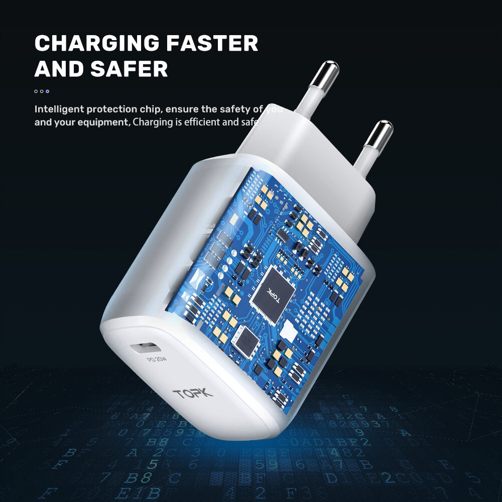 topk b110p usb-c pd 20w snellader voor aan de muur voor iphone 12 12 pro max voor samsung galaxy s10+ ulefone 10 5g