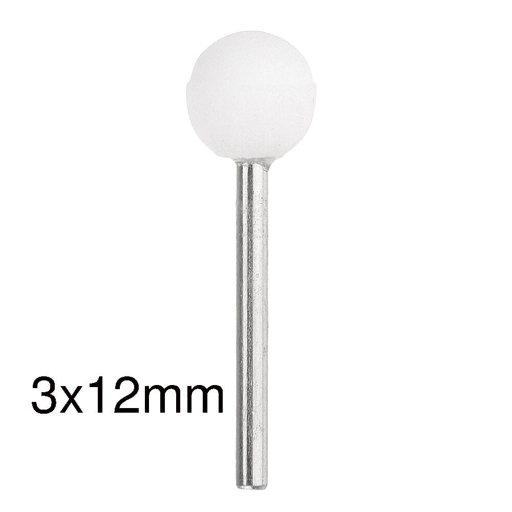 10 stuks 3x12/6x22/6x25mm schurende gemonteerde slijpsteen sferische kop wiel schuurmiddelen voor rotary tool