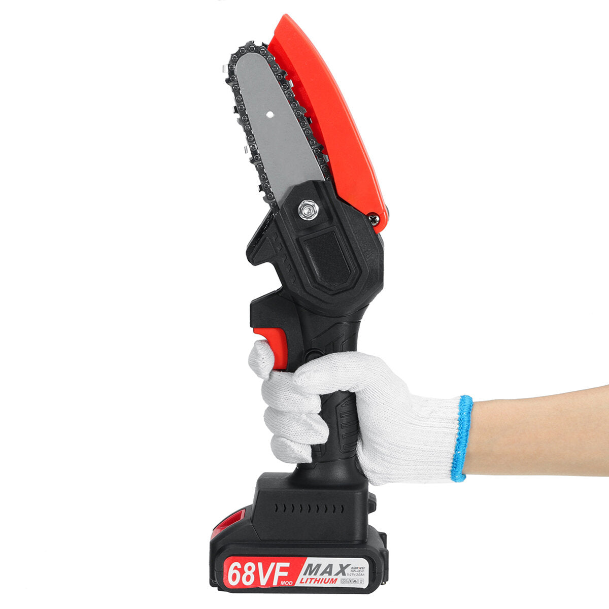 4 inch mini draadloze elektrische kettingzaag eenhandszaag houtbewerking houtsnijder w / 1/2 batterij