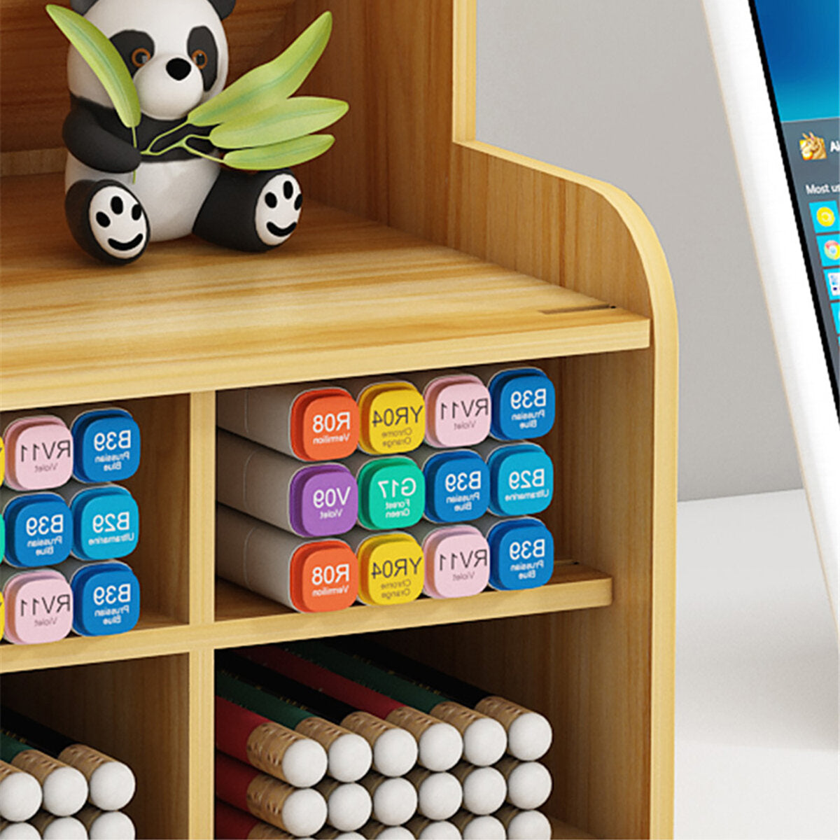 pennenhouder houten potloodopslaghouder studie home office case rack lade