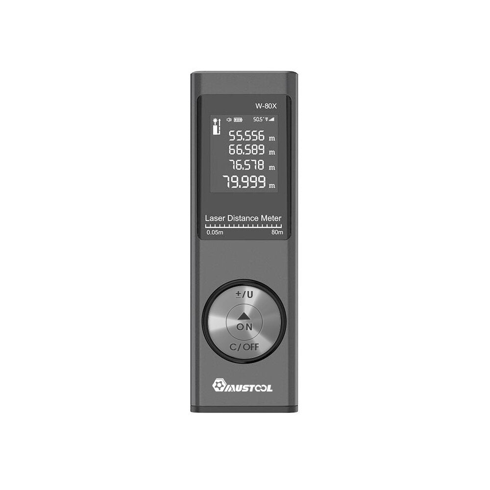 80m digitale mini-laserafstandsmeter met elektronische hoeksensor m / in / ft-eenheid schakelen usb opladen pythagoreaanse modus afstandsgebied volume meet laserafstandsmeter