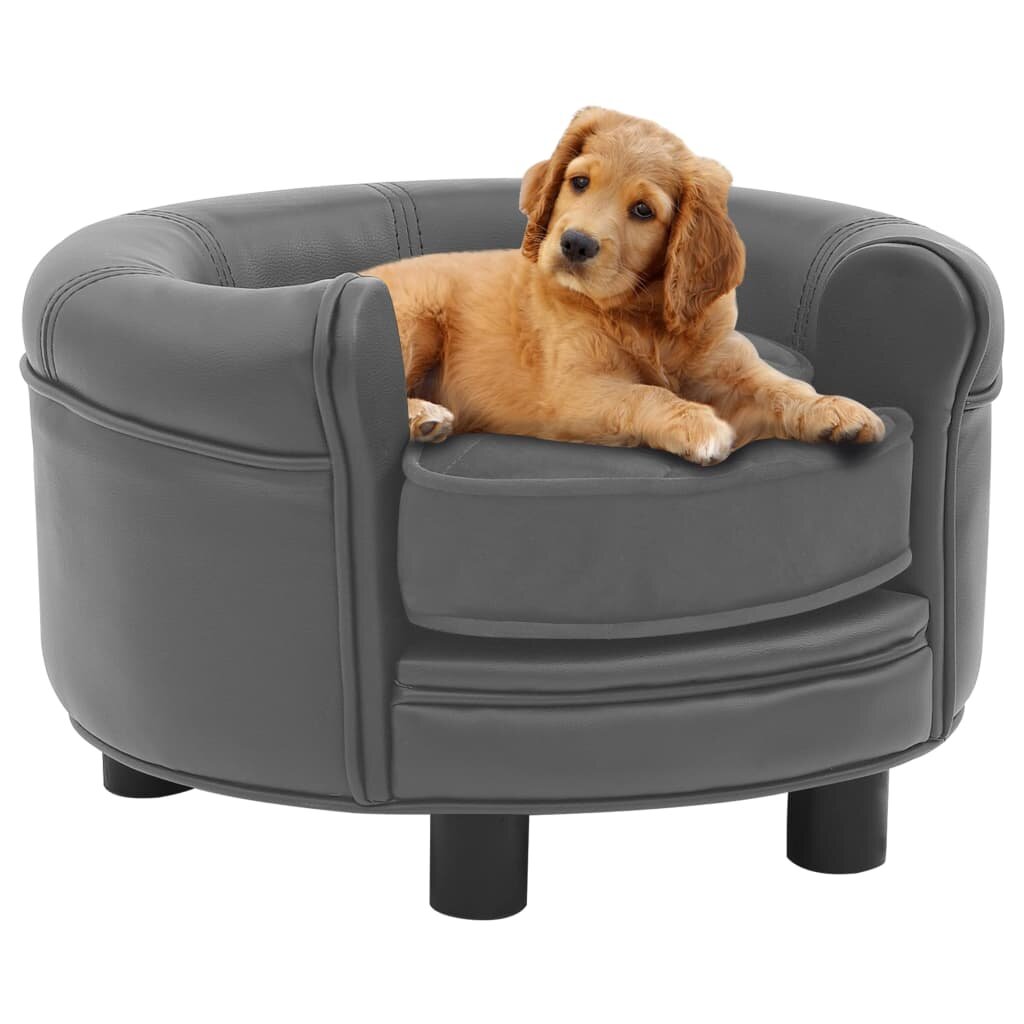 hondensofa grijs 18.9 x18.9 x12.6 pluche en kunstleer