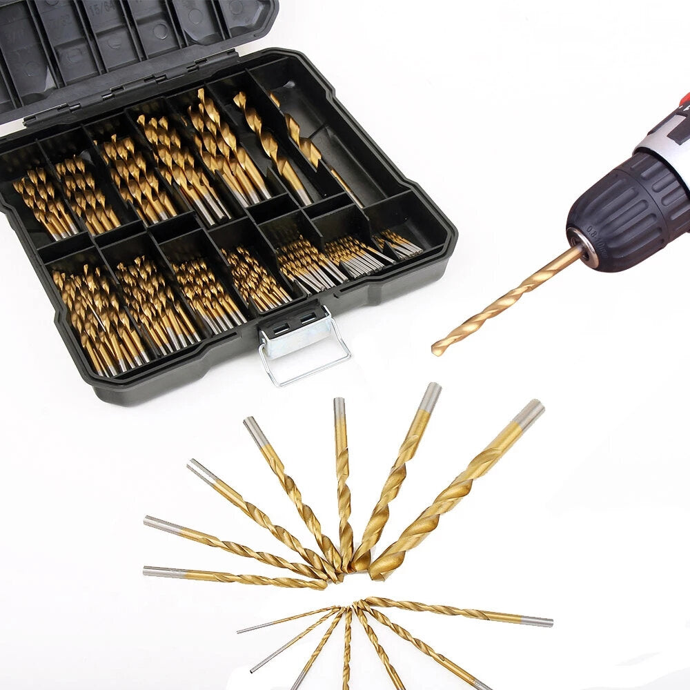 100/130 stuks hss spiraalboor set titanium gecoate boren houtbewerking steenboor voor hout staal