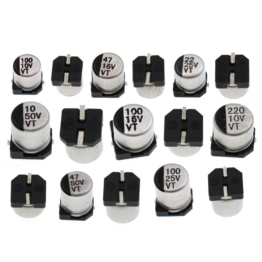 1uf ~ 1000uf 6.3v-50v 400 stuks 24 waarde smd aluminium elektrolytische condensatoren assortiment kit