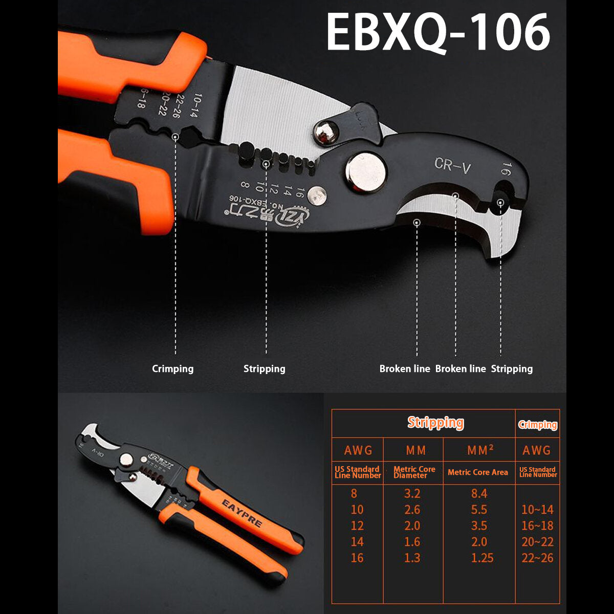 0.2-6mm multifunctionele kabel crimper cutter stripper decrustation draad tang