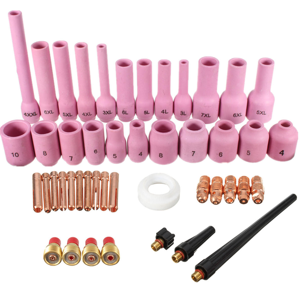 46 stuks tig gas lens collet body diverse maat kit voor tig lastoorts sr wp9 20