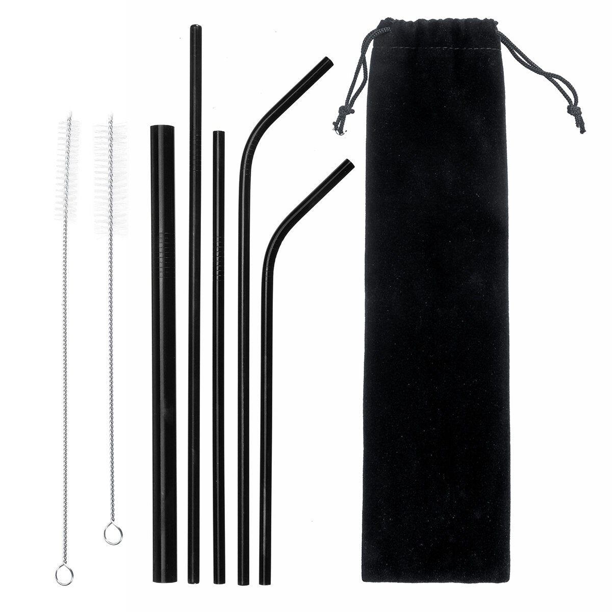 draagbare metalen rietjes set 304 rvs rietjes herbruikbare metalen rietjes met borstels pounch